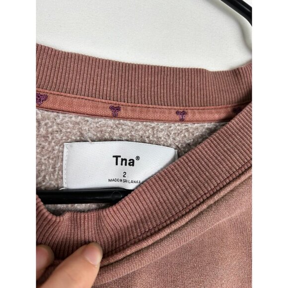 TNA Women's Brown Crewneck Sweatshirt Long Sleeve Size 2 Relaxed Fit - Picture 3 of 13